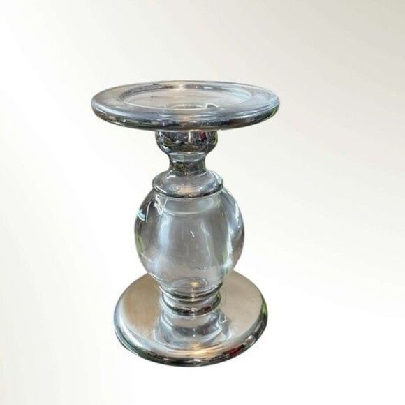 Vintage Crystal & Silver Bubble Glass Pillar Taper Candle Holder 6” - Picture 6 of 9